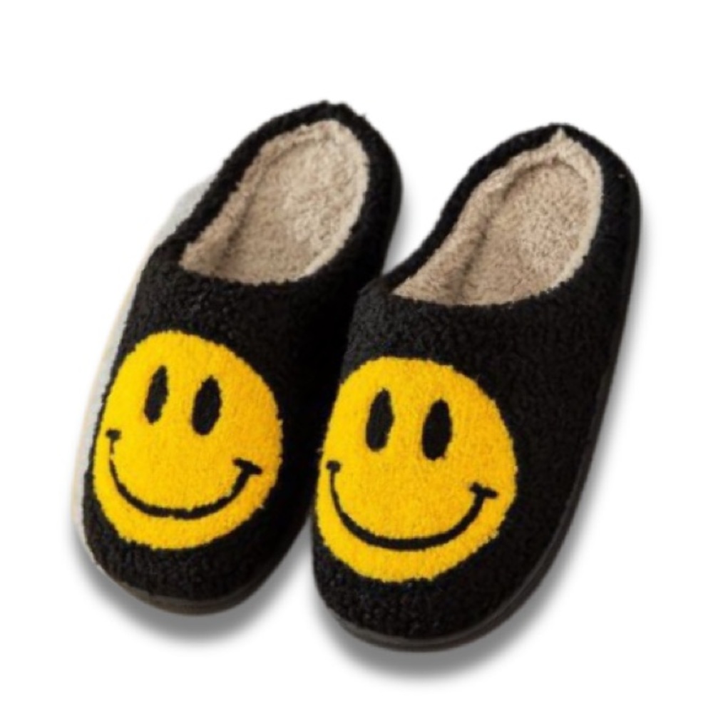Black Happy Slippers